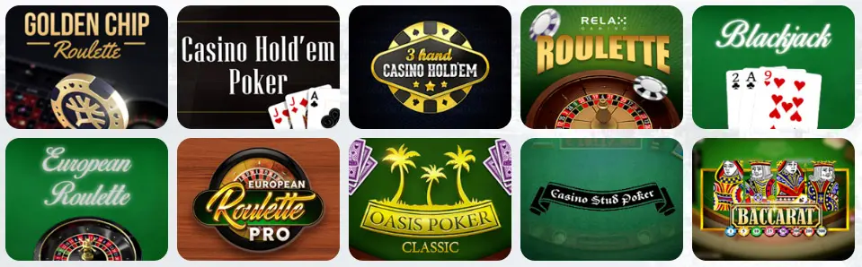 Juegos de mesa en WAZAMBA CASINO